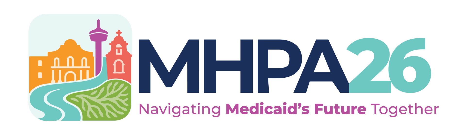 MHPA26 Logo with Navigating Medicaid Forward tagline